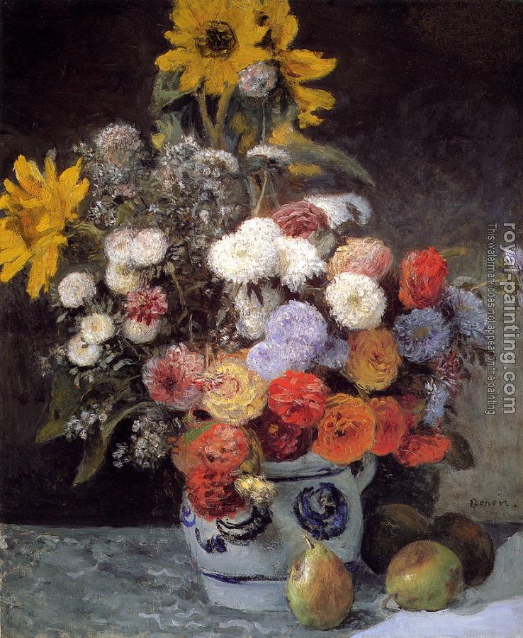 Pierre Auguste Renoir : Mixed Flowers In An Earthware Pot